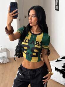 Coolane 女款夏季街頭風酷感籃球球衣設計字母印花白色上衣，適合巴西 - 彩色 - 查看 5