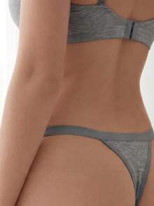 Liftille 4 potong setelan thong warna solid - MultiWarna - View 2