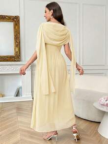SHEIN Elegant Solid Color Maternity Party Dress - Yellow - View 11