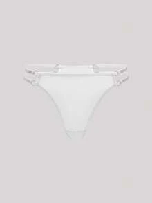Hourtrue 3pcs/Set Women's Solid Color Sequin Patchwork Thong Panties - Multicolor - View 12