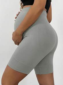 SHEIN 夏季高级孕妇塑身衣，高腰中长款孕妇内裤，防止摩擦，柔软腹部支撑孕妇短裤，高腰孕妇短裤，可扩展腹部支撑短裤，透气孕妇短裤，高腰透气孕妇短裤，孕妇塑身衣，孕妇骑行短裤，女士孕妇装，女士紧身短裤，收腹透气面料，女士孕妇短裤，孕妇支撑短裤 - 灰色 - 查看 4