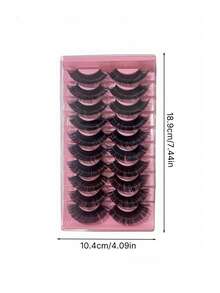 10 Pairs D Curl Fluffy Thick Russian Strip Lashes Mega Volume Faux Mink Lashes Eye Lifting Look Extension Dramatic Look Full Eyelash Strip Strip Lashes, Lashes, Eyelashes, Fake Lashes - Dense - View 3