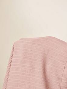 MaterniWear 孕婦純色短袖上衣與可調節腰圍長褲休閒日常2件套 - 淺粉色 - 查看 11