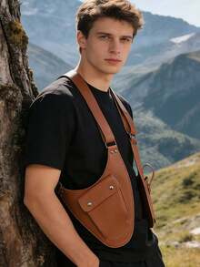 1 Piece Concealed Underarm Tactical Hunting Protector, Made Of Genuine Leather, Essential Equipment For Gun Enthusiasts, Role-Playing Players, Game Lovers And Outdoor Hunting. - Multicolor - View 4