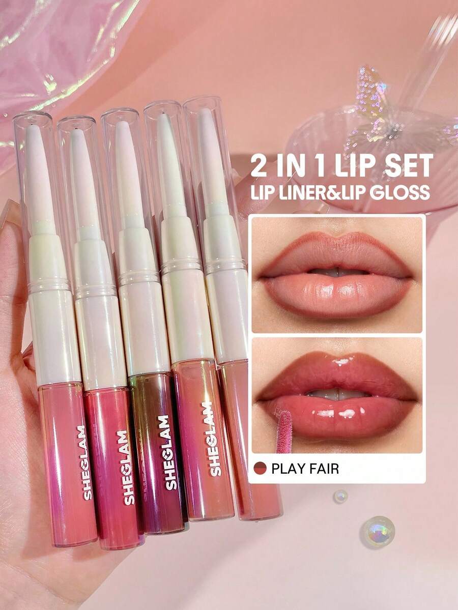 SHEGLAM Lip Rules Liner & Gloss Pen-Play Fair 二合一保濕液體唇膏露珠高色素唇線筆唇部組合保濕減少唇部細紋唇部彩妝 - Play Fair - 查看 1