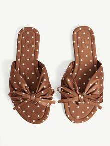 CUCCOO CHICEST Women's Elegant Gentle Style Brown Satin Bow Sandals, Suitable For Dating, Shopping And Vacation Outfits - Brown - View 1