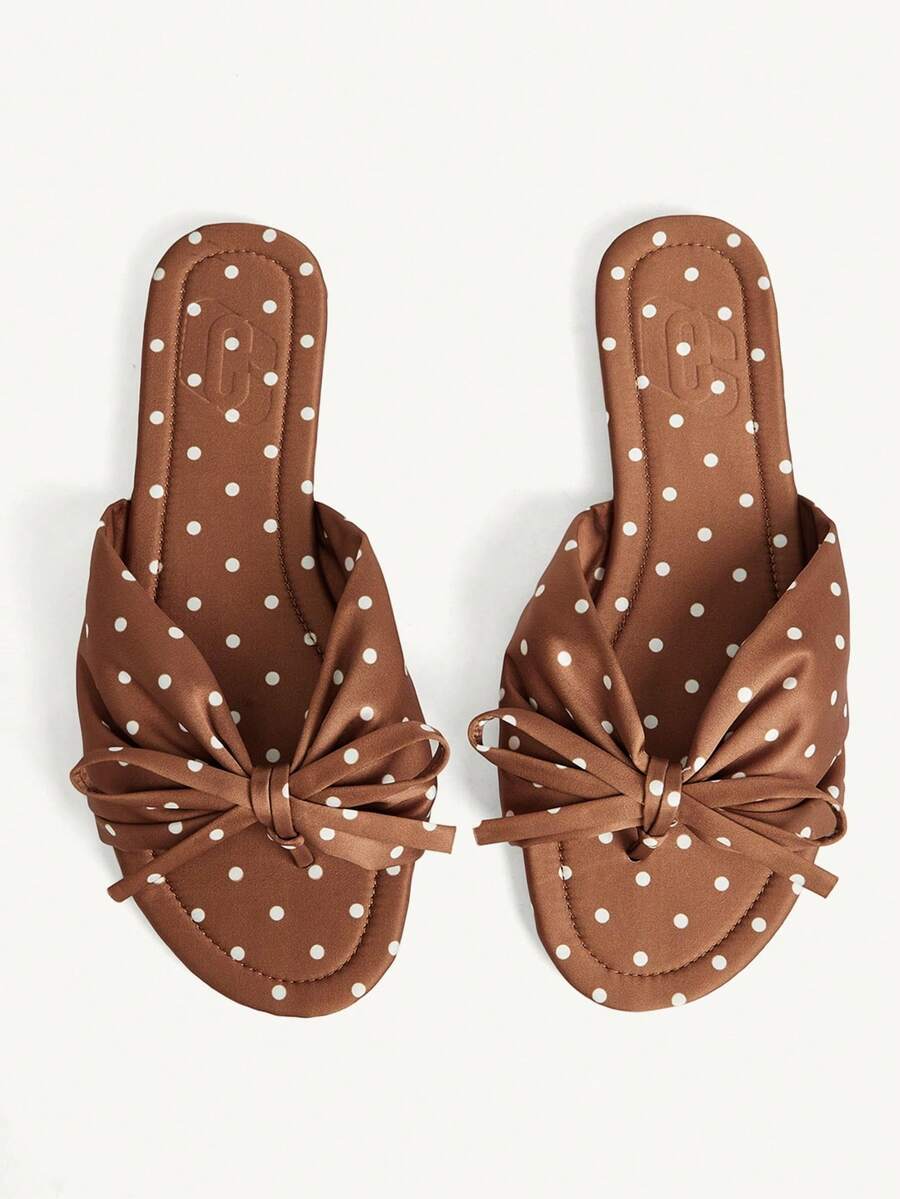 CUCCOO CHICEST Women's Elegant Gentle Style Brown Satin Bow Sandals, Suitable For Dating, Shopping And Vacation Outfits - Brown - View 1