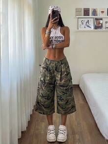 StreetHx Pantalon cargo en jean camouflage taille basse - Multicolore - Voir 1