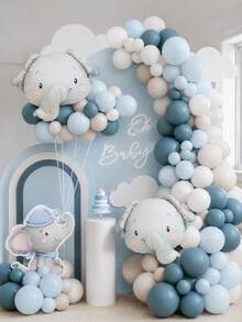 MINKOJA MINKOJA 110 pièces Guirlande de ballons éléphant avec ballon en feuille d'aluminium éléphant, ballons de fête bleu poussiéreux pour décoration de baby shower, anniversaire, révélation de genre, fournitures de fête - Voir 3