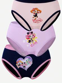 SHEIN [5pcs Random] 4-Season Random 5pcs Girls Toddler Multi-Color Cute Long-Eared Rabbit Simple Cute Girl Group Three Dancing Girls Multi-Color Multi-Pattern Cotton Printed Triangle Panties - Multicolor - View 8