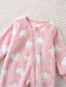 Cozy Pixies Newborn Baby Girl Colorful Floral Pattern Round Neck Long Sleeve Thermal Lined Thick Autumn Winter Romper - Multicolor - View 8