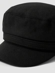 MortiRose 1pc Women's Solid Color Navy Cap, Street Fashion Beret Hat, Outdoor Casual Flat Top Cap Suitable For Autumn/Winter Travel, Beach Party - Black - View 8