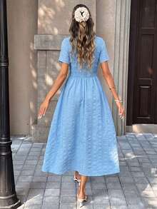 Pariaura Women's Solid Color Casual Vacation Dress - Blue - View 2