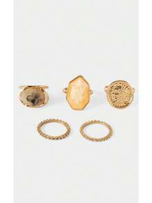 Noxbound Kombinasi Cincin Logam Antik Retro, Set Tumpuk Multi-Gaya, Aksesori Suasana Retro - MultiWarna - View 18