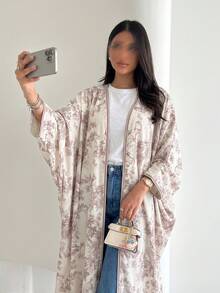 Yasveil 女款梭織數位印花連肩袖優雅浪漫阿拉伯式長袍 - 彩色 - 查看 4