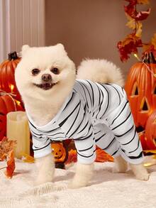 1pc Pet Cat Dog Universal Halloween Mummy Cosplay Knitted Elastic Comfortable Dog Jumpsuit Pajamas, PETSIN Original Design - Multicolor - View 5