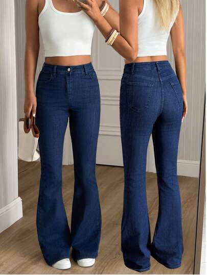 Women's Fashion Versatile Pocket Casual Flared Long Pants For Daily Outings