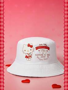HELLO KITTY AND FRIENDS | SHEIN 1 Buah Topi Nelayan Wanita Model Olahraga Kasual, Model Desain Gabungan IP, Cocok untuk Sehari-hari, Kasual - Putih - View 2