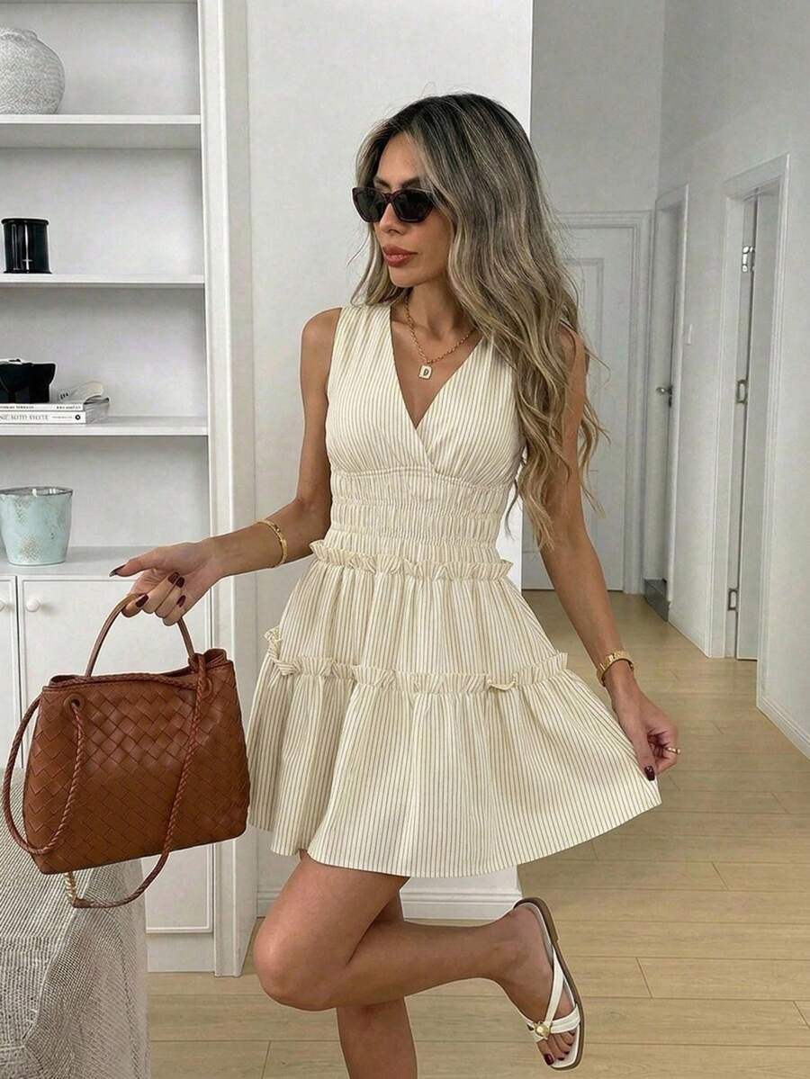 Easowa Women's Summer Casual Cute Elegant Sequin White Sleeveless Short Dress Vacation - Multicolor - View 1