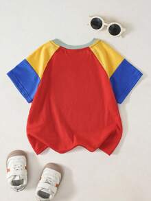 SCOOBY-DOO X SHEIN Young Boy Crew Neck Letter Cartoon Print Raglan Casual Daily T-Shirt - Multicolor - View 2