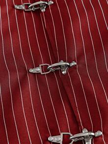 AXEPEAK Men's Versatile Embroidered Striped Short Sleeve Shirt With Airplane Buttons - Red - View 5