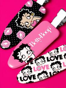 Betty Boop x SHEIN 6入組卡通角色與字母圖案防皺髮夾，不留痕跡，適合洗臉、化妝、護膚使用 - 彩色 - 查看 2