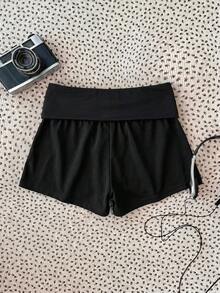 SHEIN Tween Girl Tween Girl Bow Print Waist Fold Casual Shorts - Multicolor - View 2