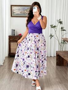 Weeklong Vestido casual de verano con estampado floral y patchwork para mujer de talla grande - Multicolor - Ver 7