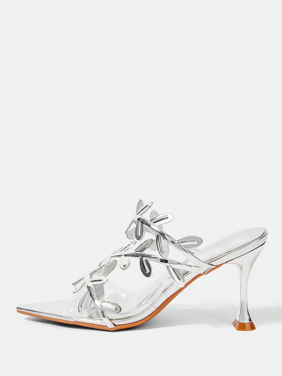 CUCCOO HITCHD Women's New Fashionable Golden Branches And Jade Leaves Transparent Open-Toed Pointed Sexy Stiletto Sandals, Elegant Temperament, Comfortable And Adva