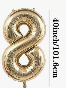 POKOJA LAND 1/2Pcs 40-Inch Large Light Gold Number Foil Balloons, Suitable For 10th, 16th, 18th, 20th, 21st, 25th, 30th-50th Birthday Party Decorations, Room Decor - Light gold - View 2