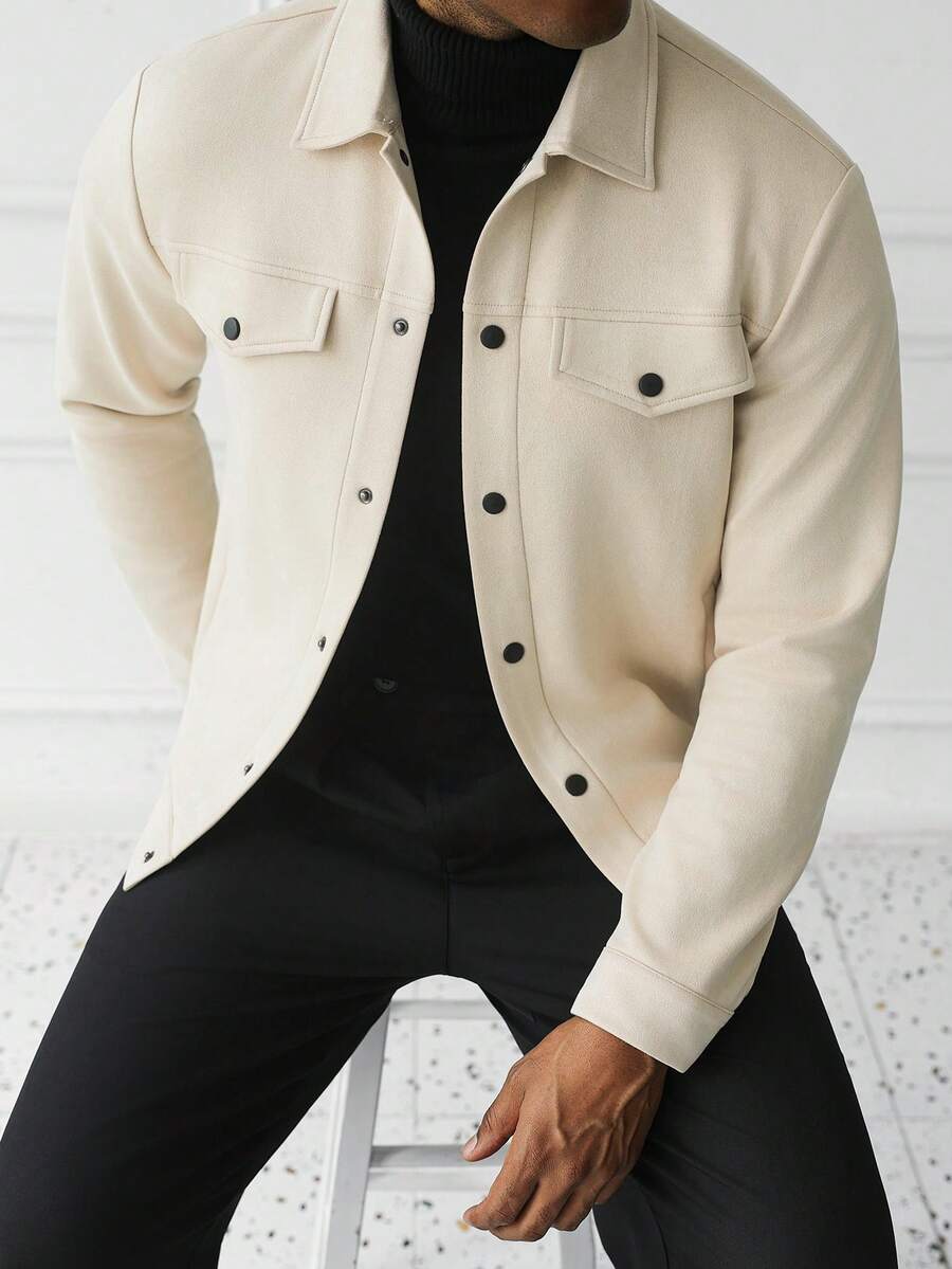 HUEFORM Men's Casual Fashion Single-Breasted Long Sleeve Pocket Popular Jacket - Apricot - View 1