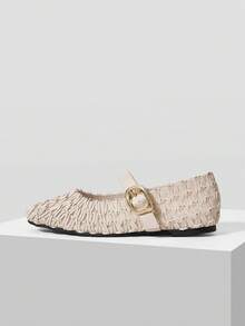 MOTF WOMEN  WOVEN RAFFIA SQURE FLATS - Beige - View 2