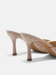 CUCCOO CURVES Wide Last Women's Apricot Classic Muller Comfortable Low Heel Sandals For Commuting, Dating, Parties, Vacations, Parties And Various Occasions. - Apricot velvet - View 4