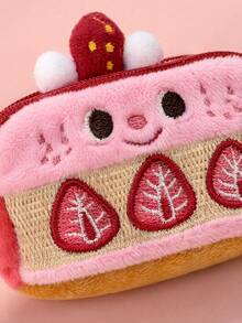 Joivida 1Pc/2Pcs Personal Item Share: Cute Strawberry Cake Plush Earphone Storage Pouch, Sweet And Adorable Coin Purse, Compact And Portable Pendant Storage Bag, Heartwarming Earphone Bag For Students, Creative Plush Pendant Gift - Multicolor - View 4