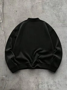 AXEPEAK 男士寬鬆針織長袖套頭運動衫 - 黑色 - 查看 3