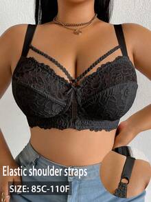 DesireSculpt Plus Size Lace Wire-Free Bra, 1pc - Black - View 1