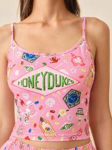 HARRY POTTER X SHEIN Damen Buchstaben Cartoon Muster Cami Top und Shorts Lässig Alltag Haus Schlafanzug Set - Pink - Übersicht 6