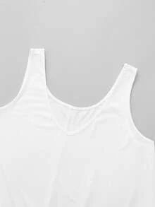 EMERY ROSE Women's Plus Size Knit Elastic Fabric Contrast Lace Casual Vacation Camisole - Black - View 3