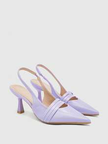 CUCCOO BIZCHIC Zapatos de tacón alto con punta fina para mujer, versátiles para ir al trabajo y uso diario - Morado claro - Ver 7