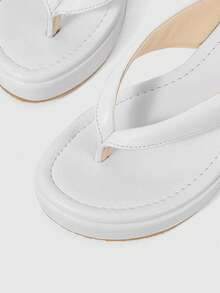 Sleekvia Sandal Wanita Tanpa Sol Platform Musim Panas Model Slip-On Nyaman Sepatu Hak Wedges Sepatu Selop Platform Putih - Putih - View 8