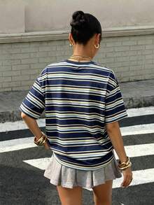 Muchica Plus Size Casual Minimalist Crew Neck Short Sleeve T-Shirt, Suitable For Summer - Multicolor - View 2