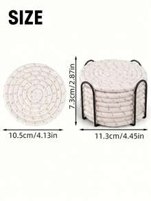 8pcs Pack Coasters With Holder, Minimalist Table Woven Coasters, Kitchen Table Heat-Resistant Coasters And Thick Insulation Pads For Kitchen Decor,Assorted Coaster Set For Home ,KitchenTabletop Protection Suitable Christmas For Holiday Gift Giving - White - View 9