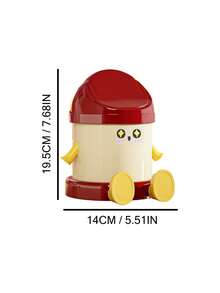 Zazumi 1pc Character Styled Desktop Disposal Container With Lid For Cozy Bedroom Bedside Nightstand Designed With Delightful Curated Outlines Delivering Soul-Soothing Presence To Young Females - multicolor - View 4