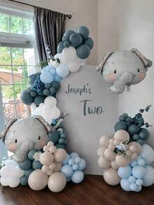 MINKOJA MINKOJA 110 pièces Guirlande de ballons éléphant avec ballon en feuille d'aluminium éléphant, ballons de fête bleu poussiéreux pour décoration de baby shower, anniversaire, révélation de genre, fournitures de fête - Voir 2