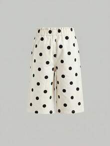 SHEIN Little Byeori 女嬰波點口袋鈕扣休閒百搭日常牛仔褲 - 彩色 - 查看 2