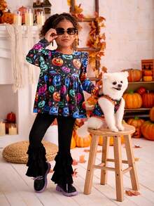 PETSIN 1pc Pet Halloween Black & Orange Patchwork Pumpkin Cartoon Breathable Lightweight Dog Vest - Multicolor - View 5