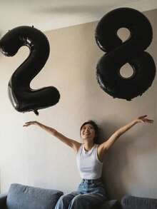 POKOJA LAND 1pc 40-Inch Simple Black Number Balloon, Birthday Party Decor Foil Number Balloon, Anniversary Decoration, Party Decor, Atmosphere Decor, Suitable For Birthday Decor, Party Supplies, Number Balloon, Applicable For Birthday, Wedding - multicolor - View 3