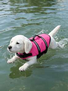 1pc Dog Life Jacket, Adjustable Dog Swimwear, High Buoyancy With Rescue Handle, Suitable For Small, Medium And Large Dogs For Swimming And Boating - Rose Red - View 3