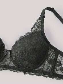 Hourtrue 2 Packs Floral Lace Underwire Lingerie Bra Setfor Summerfor Summer - Black and White - View 6
