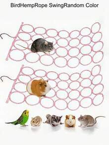 1pc Durable Non-Slip Multi-Functional Climbing Rope Net Toy For Cage, Bird Perch Swing Ladder Bridge Hammock, Small Pet Exercise Toy For Rats Parrots Birds (Random Color) - Multicolor - View 9